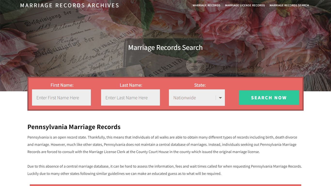 Pennsylvania Marriage Records | Enter Name and Search | 14 Days Free